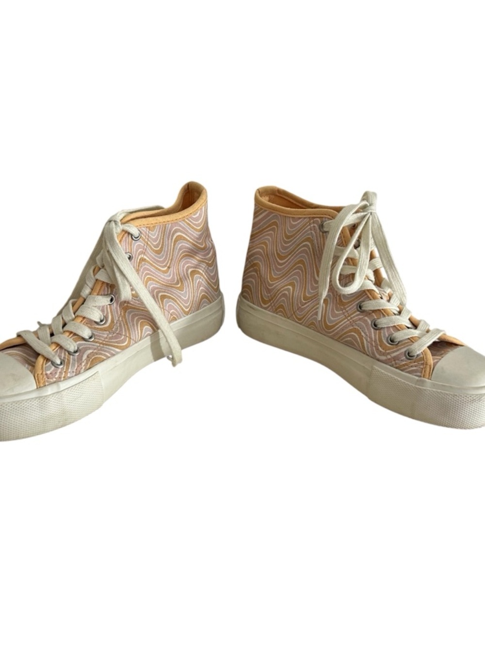 American Eagle Outfitters Peach Swirl High-Top Platform Sneakers - Picture 4 of 8